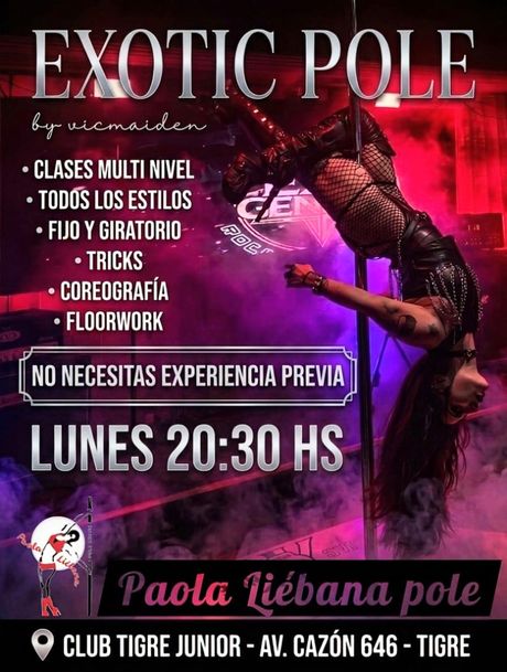 Placa de las clases de Exotic Pole en la sede Tigre